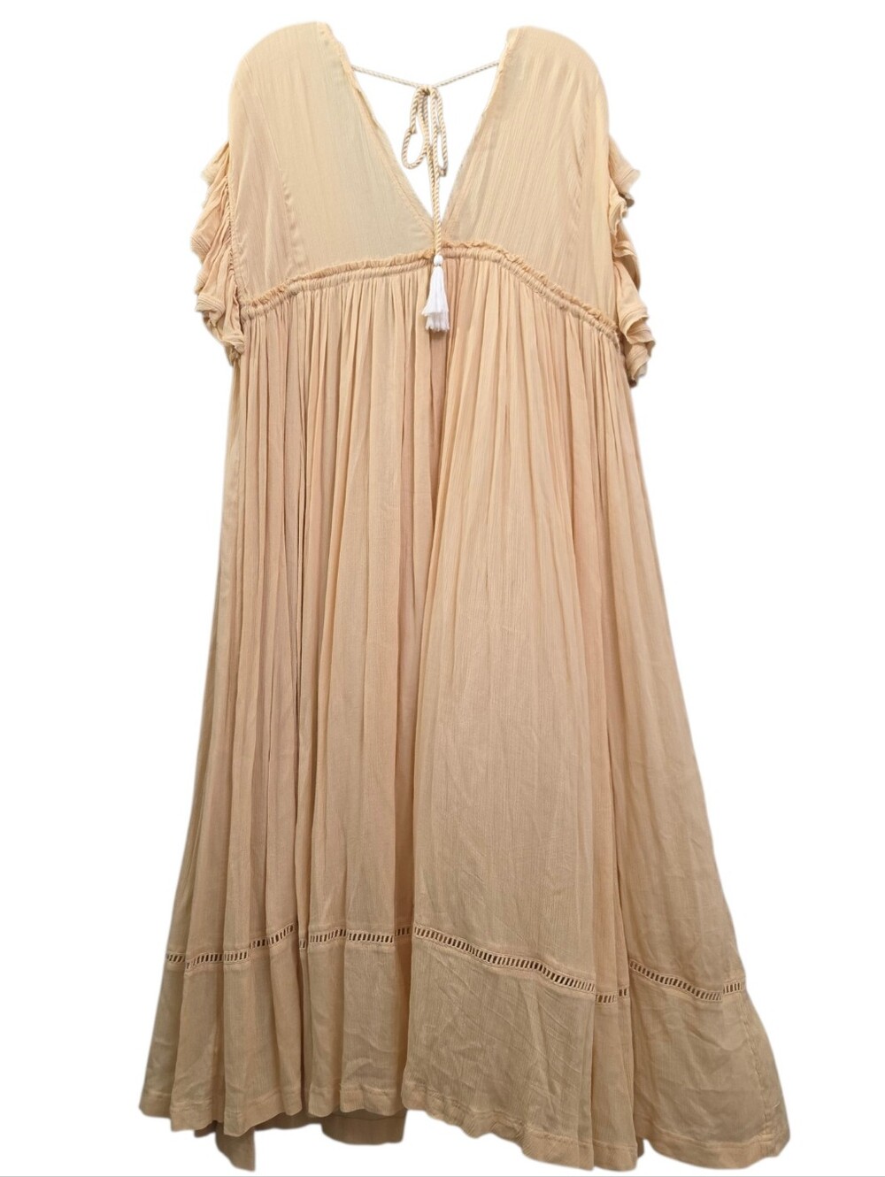Nwot Free People Will Wait For You Golden Gauzy Flutter Sleeve Boho Midi Dress - Picture 12 of 16